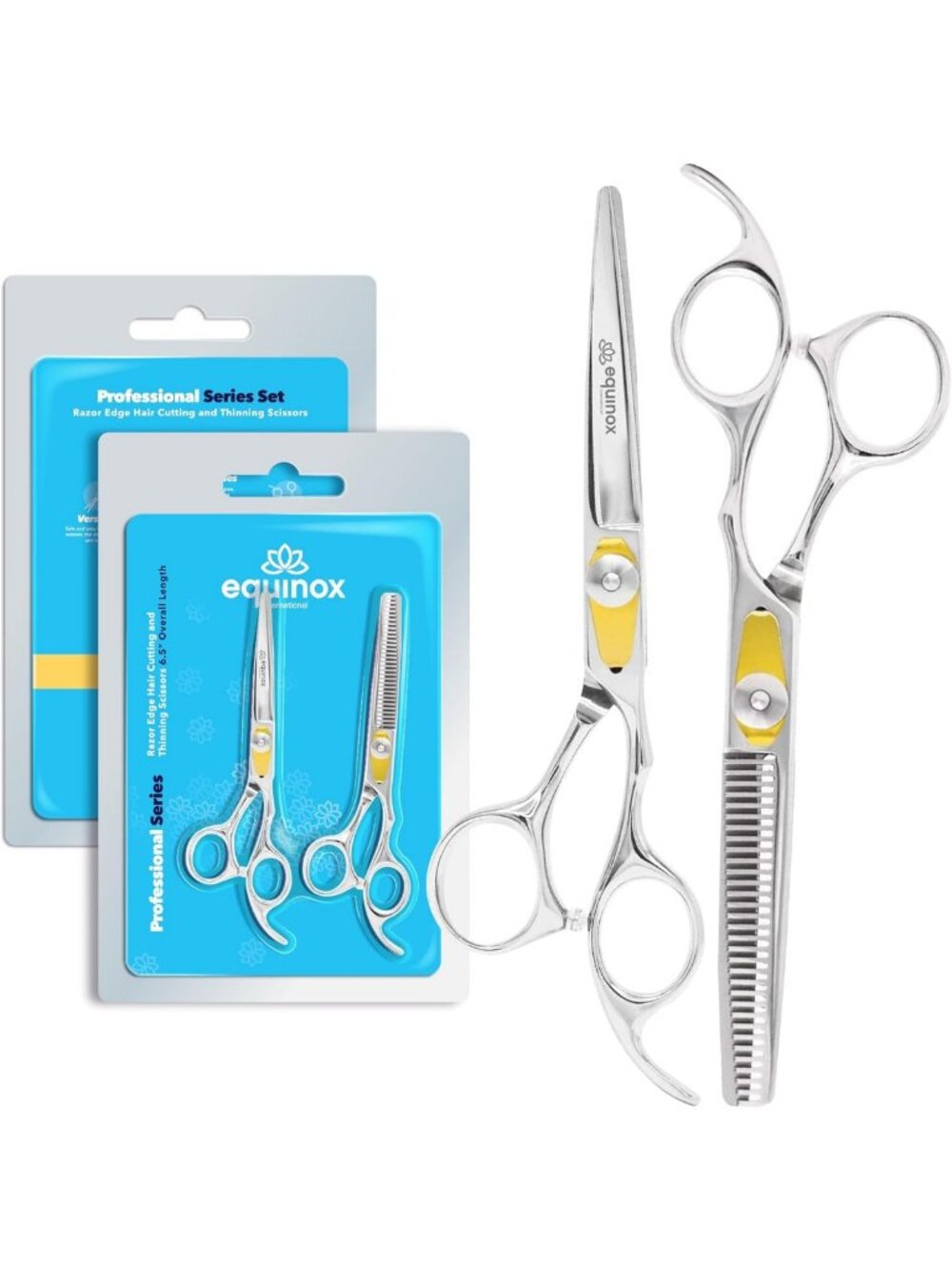 Professional Hair Cutting & Thinning Scissors Set - 6.5" Barber Shears Kit for